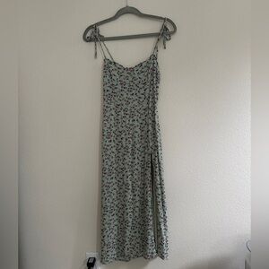 Floral Spaghetti Slit Strap Dress